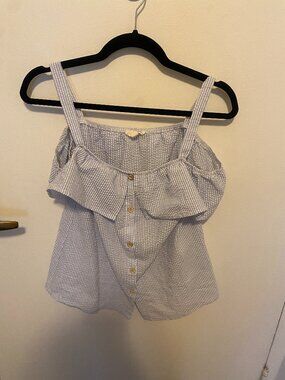 Jella C Blue White Striped Off Shoulder Blouse